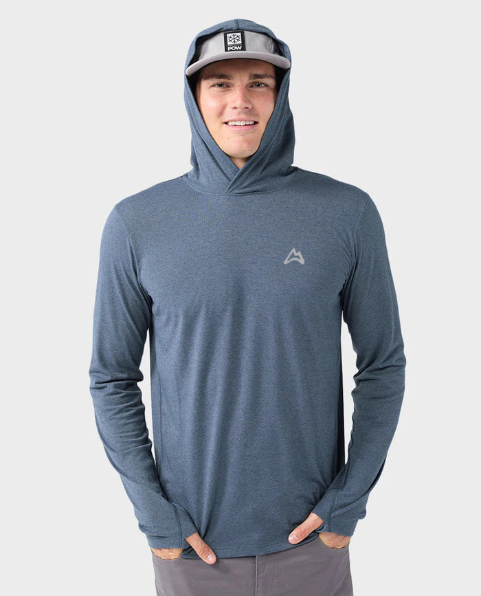 AllTrails x Stio Men's Divide Hooded Pullover - Indigo Heather Midlayer Stio