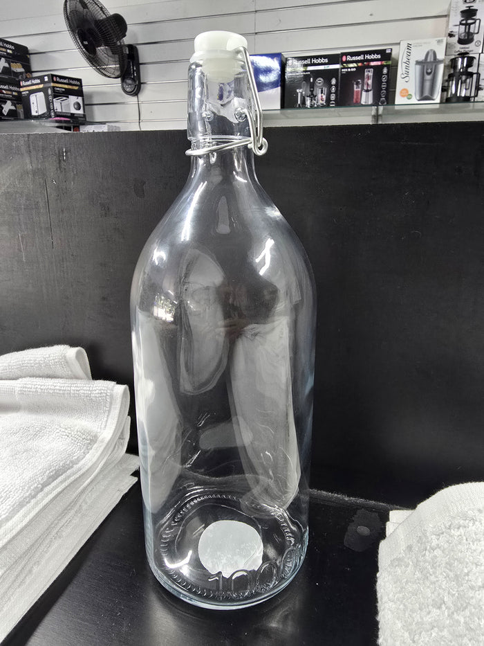 BACK SOON! Glass Bottle Swing Top 1L - Round