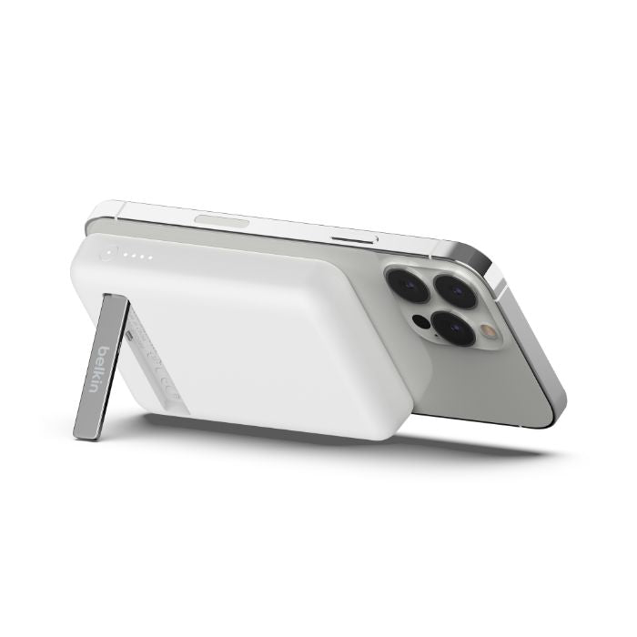 Belkin Boost Charge Magnetic Wireless, Power Bank 5000Mah & stand, White