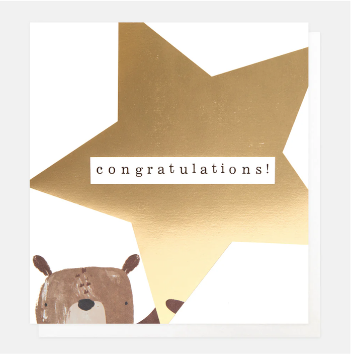Caroline Gardner Bear & Gold Star Congratulations Greetings Card