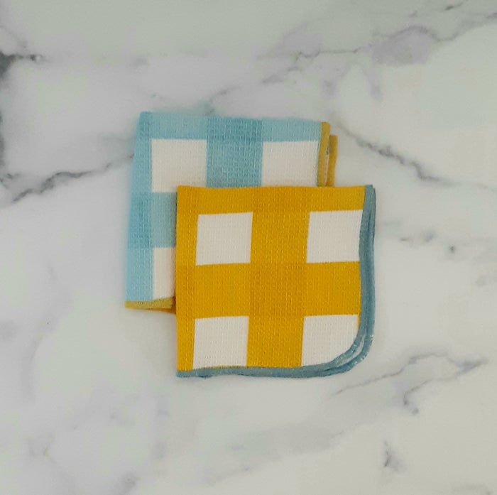 Dish Cloth 2pk Gingham Yellow and Blue