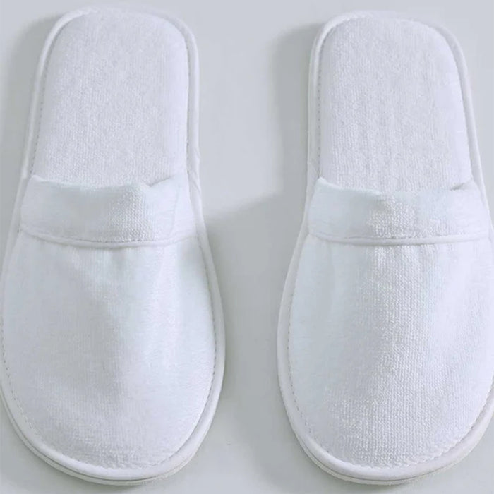 Pair of Empire Velour Slippers White / White on a light gray background