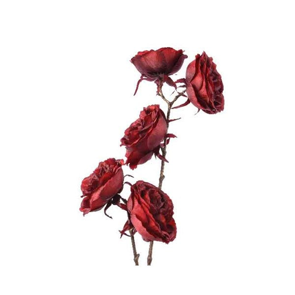 Faux Rose Branch Ox Blood Red