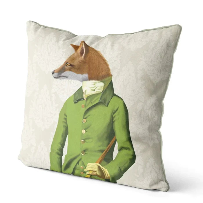 Fox in Green Jacket Pillow