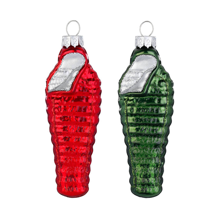 Glass Sleeping Bag Christmas Decoration Red Or Green (1 Unit / Random)