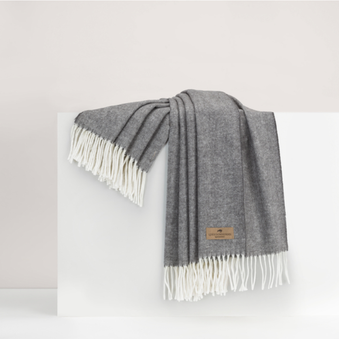 Italian Herringbone Throw Charcoal Gray