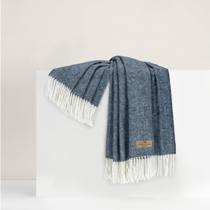 Italian Herringbone Throw Navy
