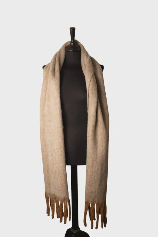 Jess & Lou Chunky Winter Scarf - Dark & Light Blue Mottle