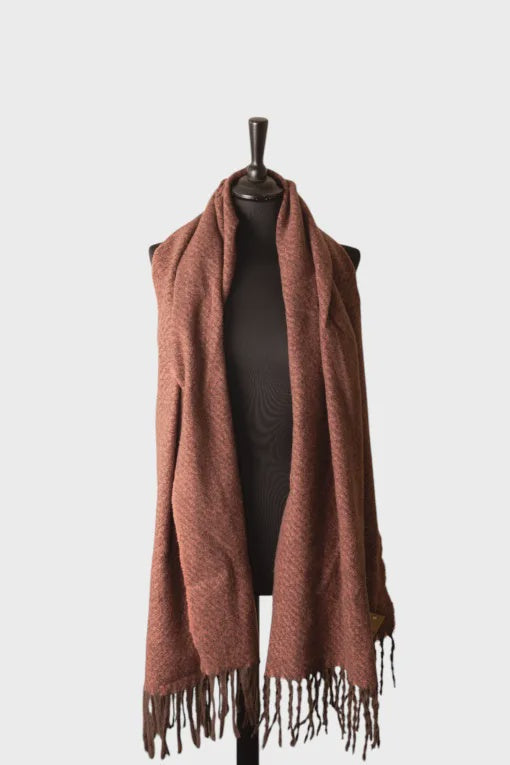 Jess & Lou Flecked Winter Scarf - Crimson & Cappuccino