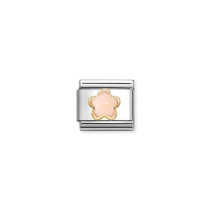 Nomination Classic 18K Gold Flower Stone Pink Coral