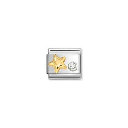 Nomination Classic 18K Gold White CZ Raised Star Charm
