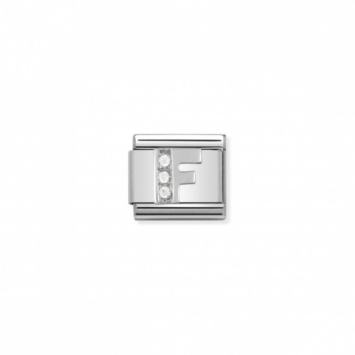 Nomination Classic Link Alphabet Silver and Cubic Zirconia Letter F Charm