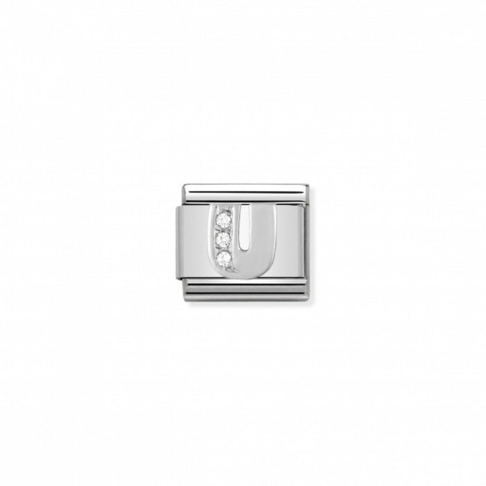 Nomination Classic Link Alphabet Silver and Cubic Zirconia Letter U Charm