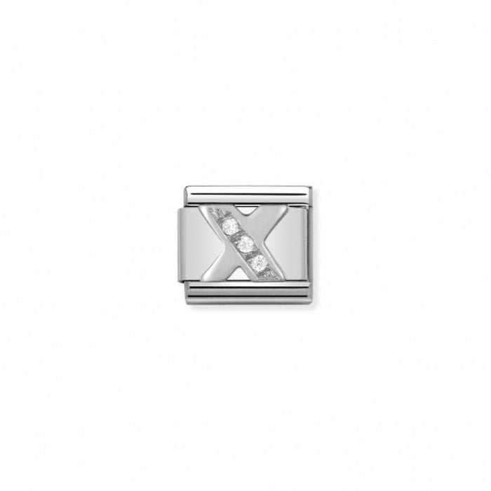 Nomination Classic Link Alphabet Silver and Cubic Zirconia Letter X Charm