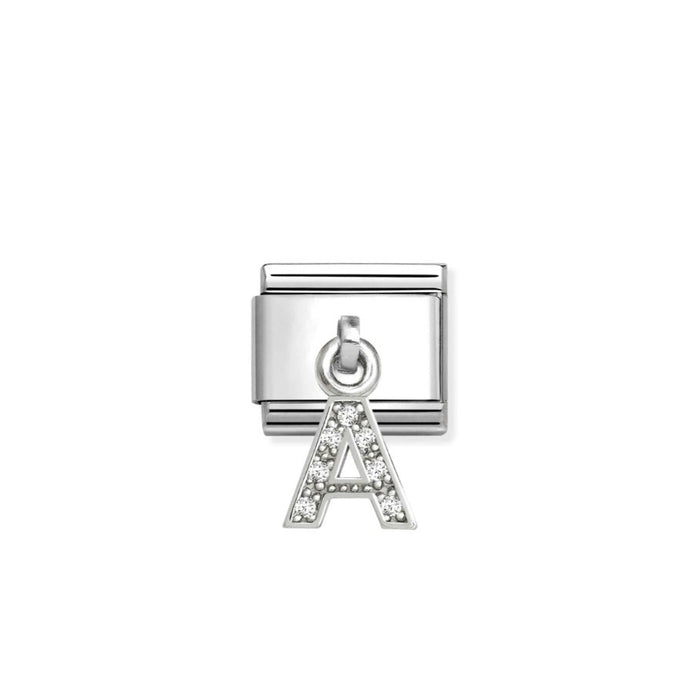 Nomination Classic Link Alphabet Silver & CZ Letter A Drop Charm