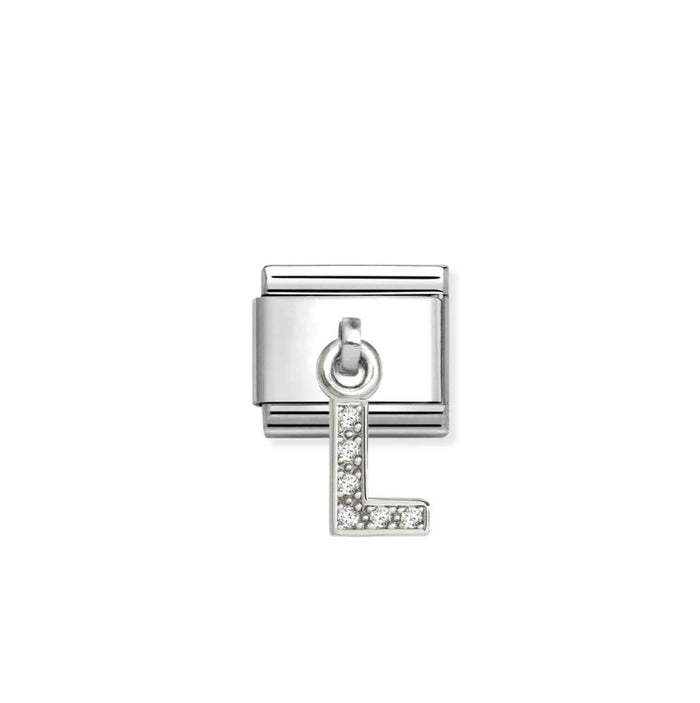 Nomination Classic Link Alphabet Silver & CZ Letter L Drop Charm