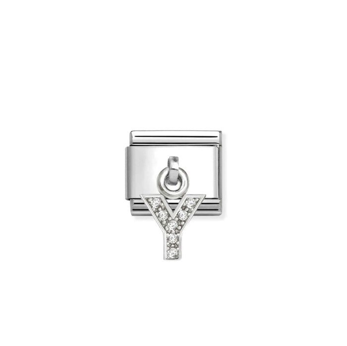 Nomination Classic Link Alphabet Silver & CZ Letter Y Drop Charm