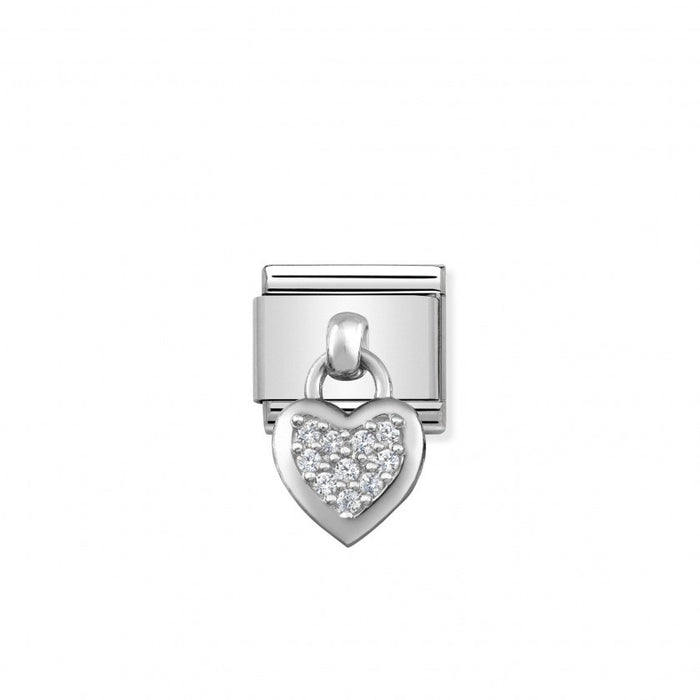 Nomination Classic Link Charm Silver and Cubic Zirconia Heart Pendant Charm