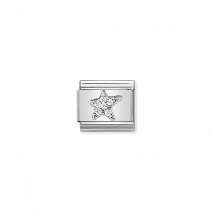 Nomination Classic Link Cubic Zirconia and Silver Asymmetric Star Charm