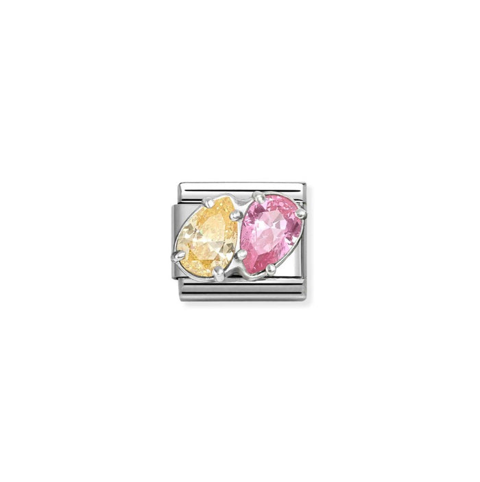 Nomination Classic Link CZ Twin Drops - Yellow & Pink