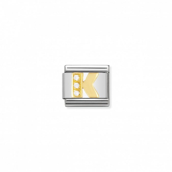 Nomination Classic Link Gold and Cubic Zirconia Letter K Charm