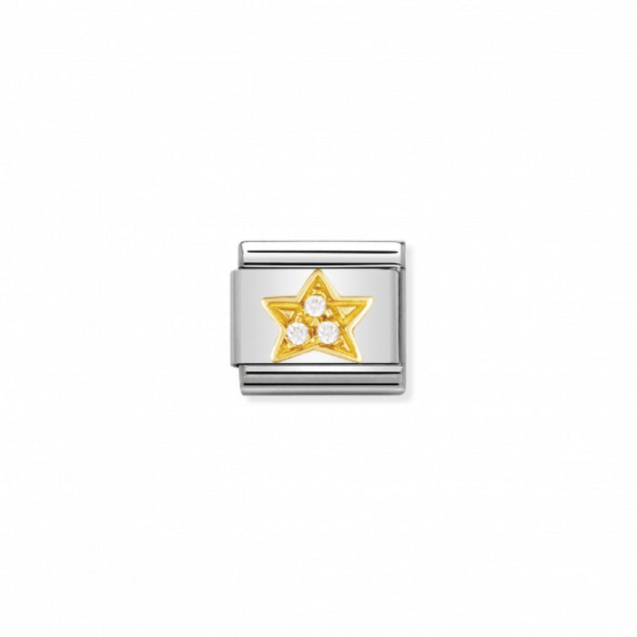 Nomination Classic Link Gold And Cubic Zirconia White Star Charm