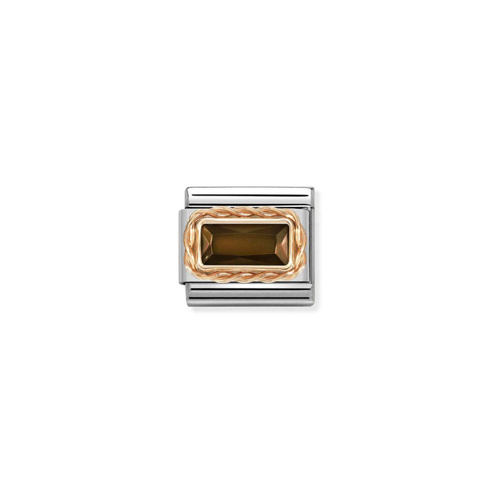Nomination Classic Link Rose Gold Rectangular CZ - Smoked