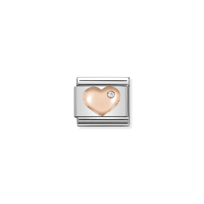 Nomination Classic Link Symbols 9K Rose Gold and Cubic Zirconia Heart
