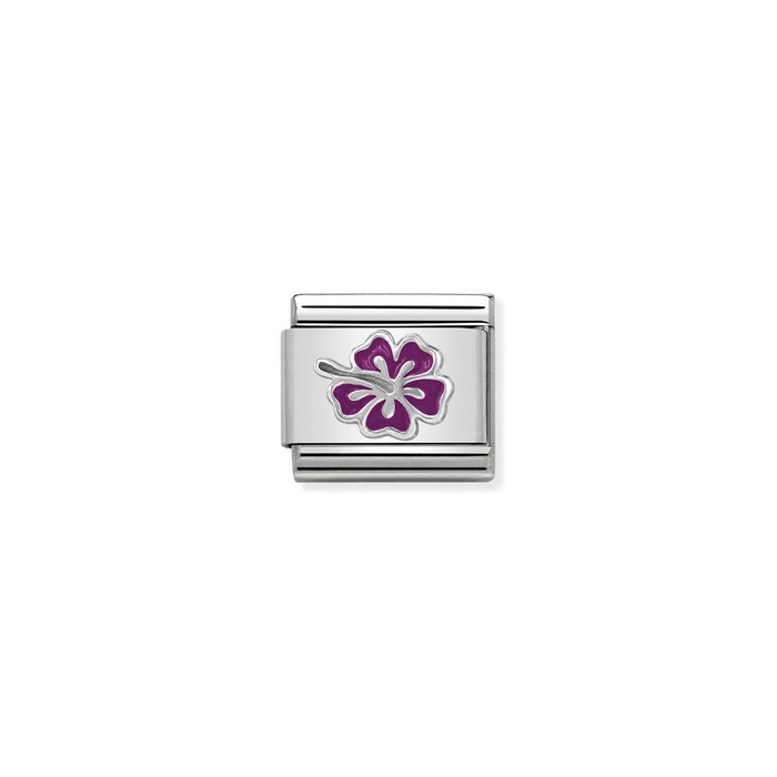 Nomination Classic Link Symbols Silver and Enamel Hibiscus Fuchsia