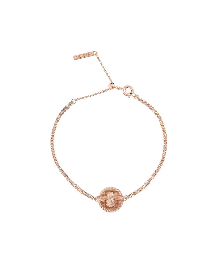 Olivia Burton 3D Bee Disc Chain Bracelet Rose Gold