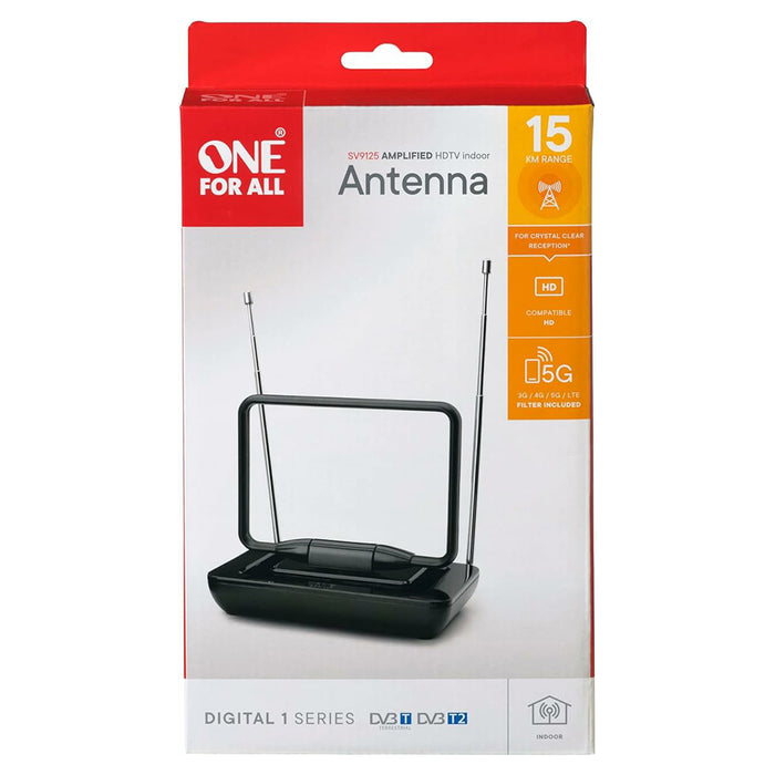 One For All Amplified Indoor TV Antenna - Black | SV9125-5G from Oneforall - DID Electrical