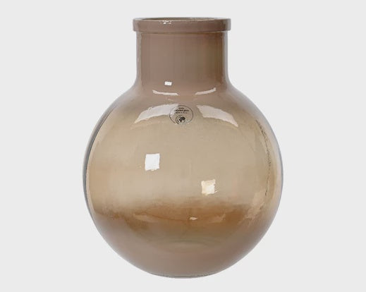 Recycled Glass Bulbous Vase - Sand