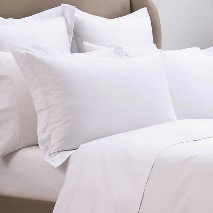 300TC Cotton White Duvet Cover Set on a bed with a neutral background