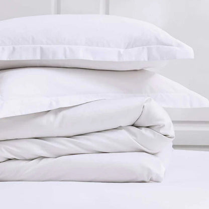 300TC Cotton White Duvet Cover Set on a light gray background