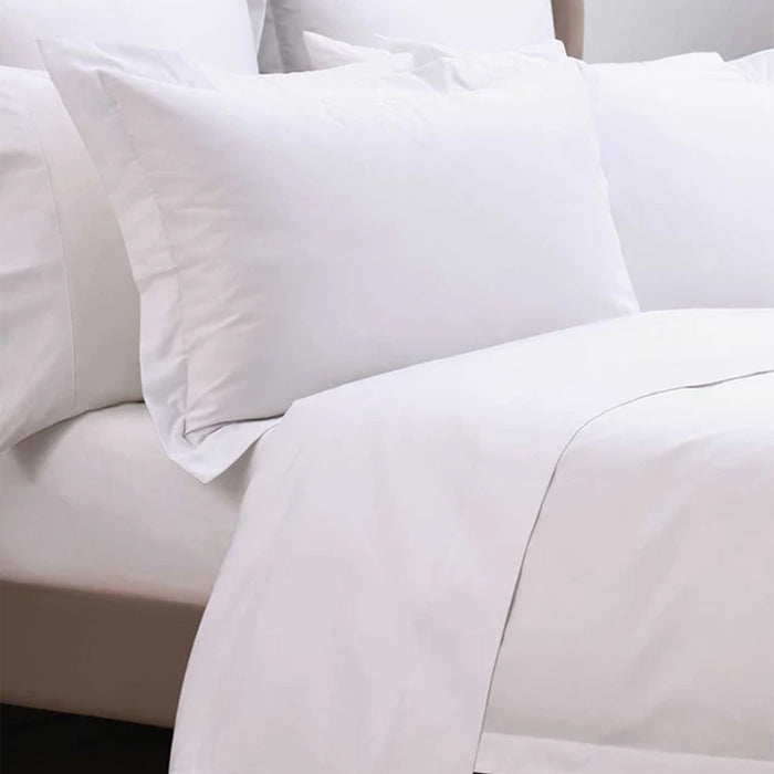 500TC Egyptian Cotton White Duvet Cover Set on a bed.