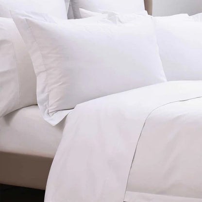 500TC Egyptian Cotton White Duvet Cover Set on a bed.