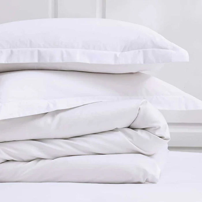 500TC Egyptian White Cotton Flat Sheet on a light gray background