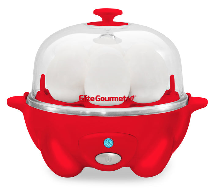 7-Egg Automatic Easy Egg Cooker, Steamer, Poacher (Red)