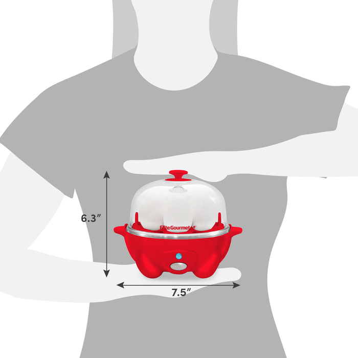 7-Egg Automatic Easy Egg Cooker, Steamer, Poacher (Red)