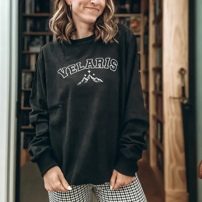A Court of Mist and Fury Inspired Embroidered Corduroy Pullover Sweater