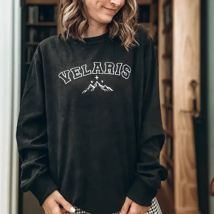 A Court of Mist and Fury Inspired Embroidered Corduroy Pullover Sweater