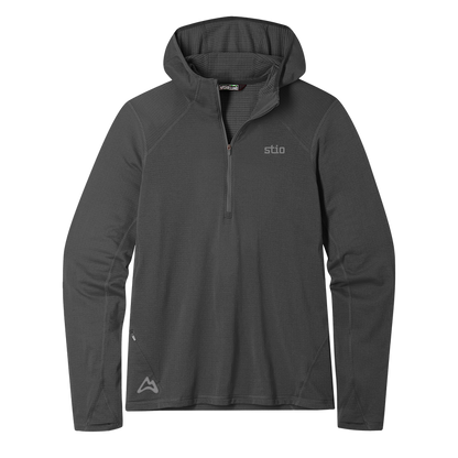 AllTrails x Stio Men's Trax Power Grid Half Zip Hoodie - Raven Midlayer Stio