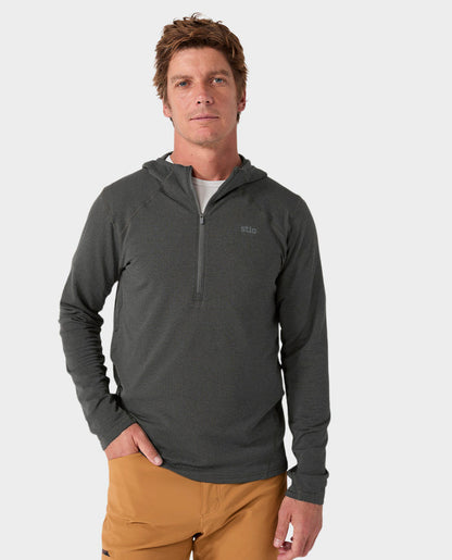 AllTrails x Stio Men's Trax Power Grid Half Zip Hoodie - Raven Midlayer Stio