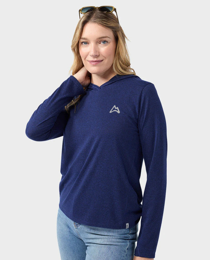AllTrails x Stio Women's Divide Hooded Pullover - Mountain Shadow Heather Midlayer Stio