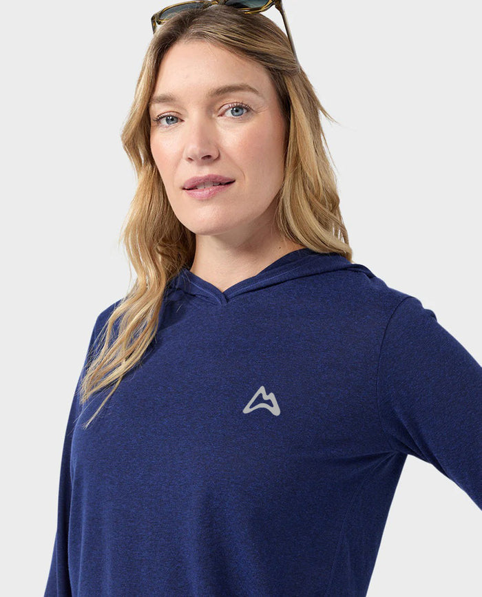AllTrails x Stio Women's Divide Hooded Pullover - Mountain Shadow Heather Midlayer Stio
