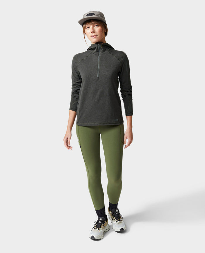 AllTrails x Stio Women's Trax Power Grid Half Zip Hoodie - Raven Midlayer Stio
