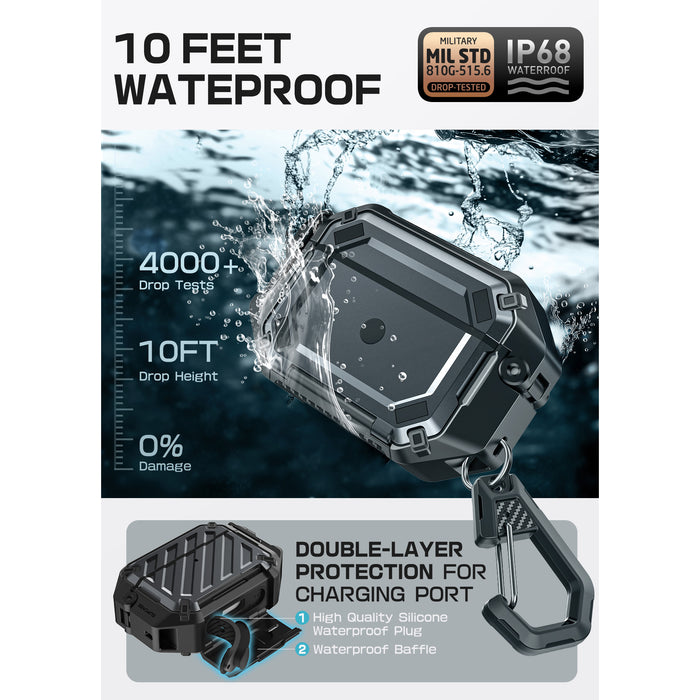 Apple AirPods Pro  1 & 2  Unicorn Beetle PRO Rugged Case Waterproof Case –Black