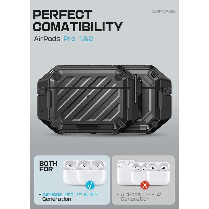 Apple AirPods Pro  1 & 2  Unicorn Beetle PRO Rugged Case Waterproof Case –Black