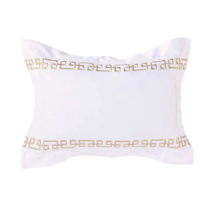 Ares Champagne Pillowcase and Cushion on a white background