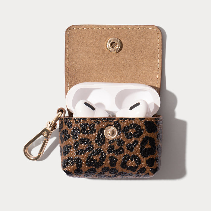 Avery AirPods Clip-On Pouch - Dark Leopard/Gold